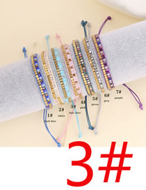 Fashion 3#lake Blue Crystal Rice Bead Braided Bracelet