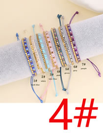 Fashion 4#pink Crystal Rice Bead Braided Bracelet