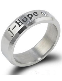 Fashion J-hope Titanium Steel Dot Diamond Alphabet Ring