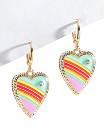 Fashion Gold Color Alloy Diamond Drop Oil Love Rainbow Earrings