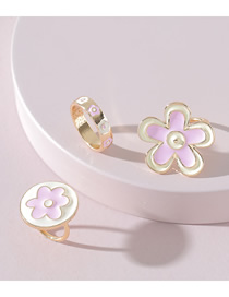 Fashion White Alloy Dripping Flower Ring Set