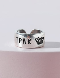 Fashion Silver Color Alloy Letter Butterfly Ring