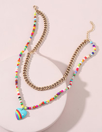 Fashion Color Color Rice Beads Beaded Love Double Necklace