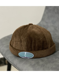Fashion Brown Labeled Corduroy Borderless Landlord Hat