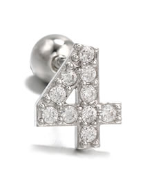 Fashion 4 White K Bronze Diamond Digital Piercing Twisting Ball Stud Earrings