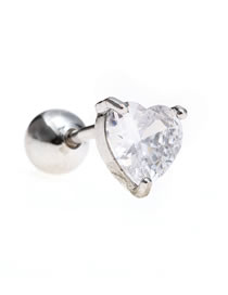 Fashion Small White White K Copper Diamond Heart Twisting Ball Piercing Stud Earrings