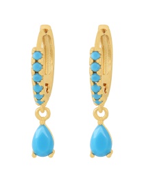 Fashion Blue Copper Resin Drop Earrings