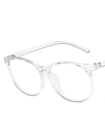 Fashion Transparent White Pc Square Large Frame Flat Glasses Frame