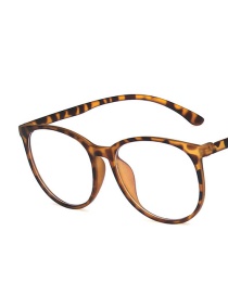 Fashion Leopard Print Pc Square Large Frame Flat Glasses Frame