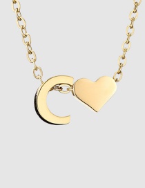 Fashion C-14k Gold Color Stainless Steel 26 Letter Love Necklace
