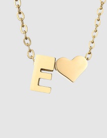 Fashion E-14k Gold Color Stainless Steel 26 Letter Love Necklace