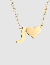 Fashion J-14k Gold Color Stainless Steel 26 Letter Love Necklace