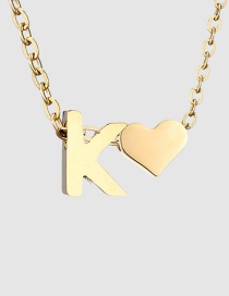 Fashion K-14k Gold Color Stainless Steel 26 Letter Love Necklace