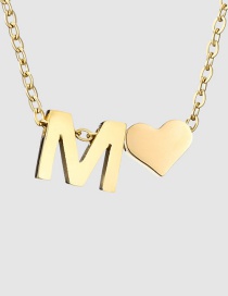 Fashion M-14k Gold Color Stainless Steel 26 Letter Love Necklace