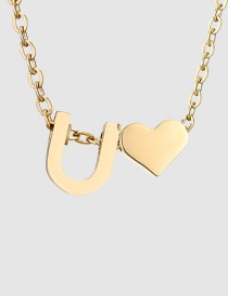 Fashion U-14k Gold Color Stainless Steel 26 Letter Love Necklace
