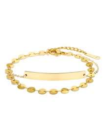 Fashion 14k Gold Color Stainless Steel Geometric Double-layer Bracelet