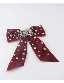 Fashion Big Red Geometric Pearl Bow Hairpin