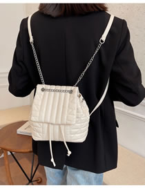 Fashion Off-white Pu Soft Leather Rhomboid Backpack