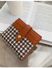Fashion Brown Canvas Houndstooth Card Holder