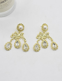 Fashion Gold Color Alloy Diamond Tassel Stud Earrings