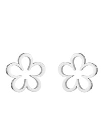 Fashion 424 Steel Color Stainless Steel Flower Earrings
