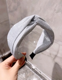 Fashion Silver Gray Rhinestone-knotted Broad-brimmed Headband