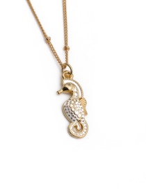 Fashion 01082cx 40+5cm Bead Chain Copper Inlaid Zirconium Hippocampus Necklace