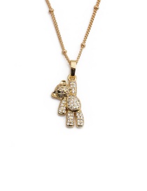 Fashion 01070cx 40+5cm Bead Chain Gold-plated Copper And Diamond Bear Necklace