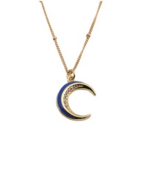 Fashion 01033gz 40+5cm Bead Chain Copper Inlaid Zirconium Oil Drop Moon Necklace