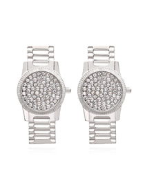 Fashion White K Alloy Diamond Geometric Watch Bracelet