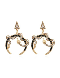 Fashion Color Mixing Alloy Diamond Winding Snake-shaped Earrings