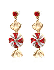 Fashion Color Mixing Alloy Geometric Colored Diamond Candy Earrings