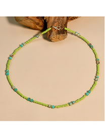 Fashion Green Agate Crystal Beaded Necklace