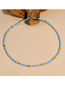 Fashion Blue Agate Crystal Beaded Necklace