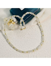 Fashion White Geometric Half Treasure Crystal Beaded Necklace