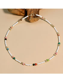 Fashion White Geometric Rice Beads Beaded Necklace