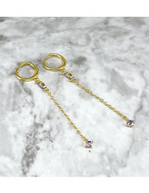 Fashion Zijin Copper Inlaid Zirconium Geometric Tassel Earrings