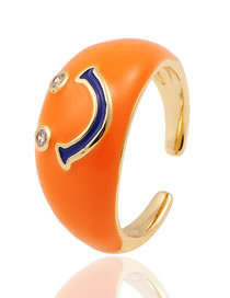 Fashion Orange Copper Drip Oil Smiley Open Ring
