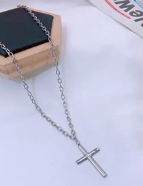 Fashion Steel Color Titanium Steel Cross Necklace