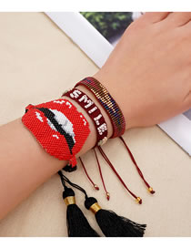 Fashion Package Price Mi-s210241 Rice Beads Woven Lips Letter Tassel Bracelet Set