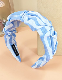 Fashion Blue And White Stripes Pleated Flower Bud Headband Fabric Striped Pleated Flower Bud Headband