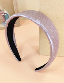 Fashion Pink Plaid Leather Flat Headband Fabric Plaid Leather Flat Headband