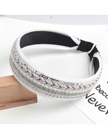 Fashion Pure White Diamond Braided Broad-sided Flat Headband