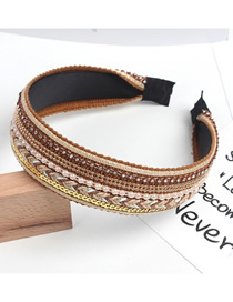 Fashion Brown Diamond Braided Broad-sided Flat Headband