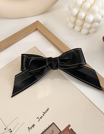 Fashion Black Leather Bow Hairpin