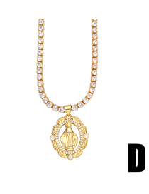 Fashion D Bronze Inlaid Zirconium Geometry Madonna Necklace