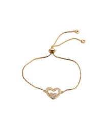 Fashion Cb0286cx+ Box Chain Copper Inlaid Zirconium Heart Adjustable Bracelet