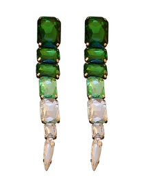 Fashion Green Copper And Diamond Geometric Earrings