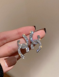 Fashion Silver Alloy Diamond Letter Cross Stud Earrings