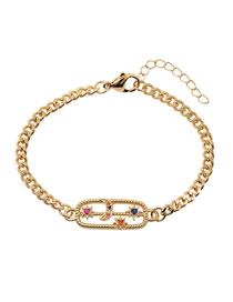 Fashion Gold Gold-plated Copper And Diamond Star And Moon Bracelet